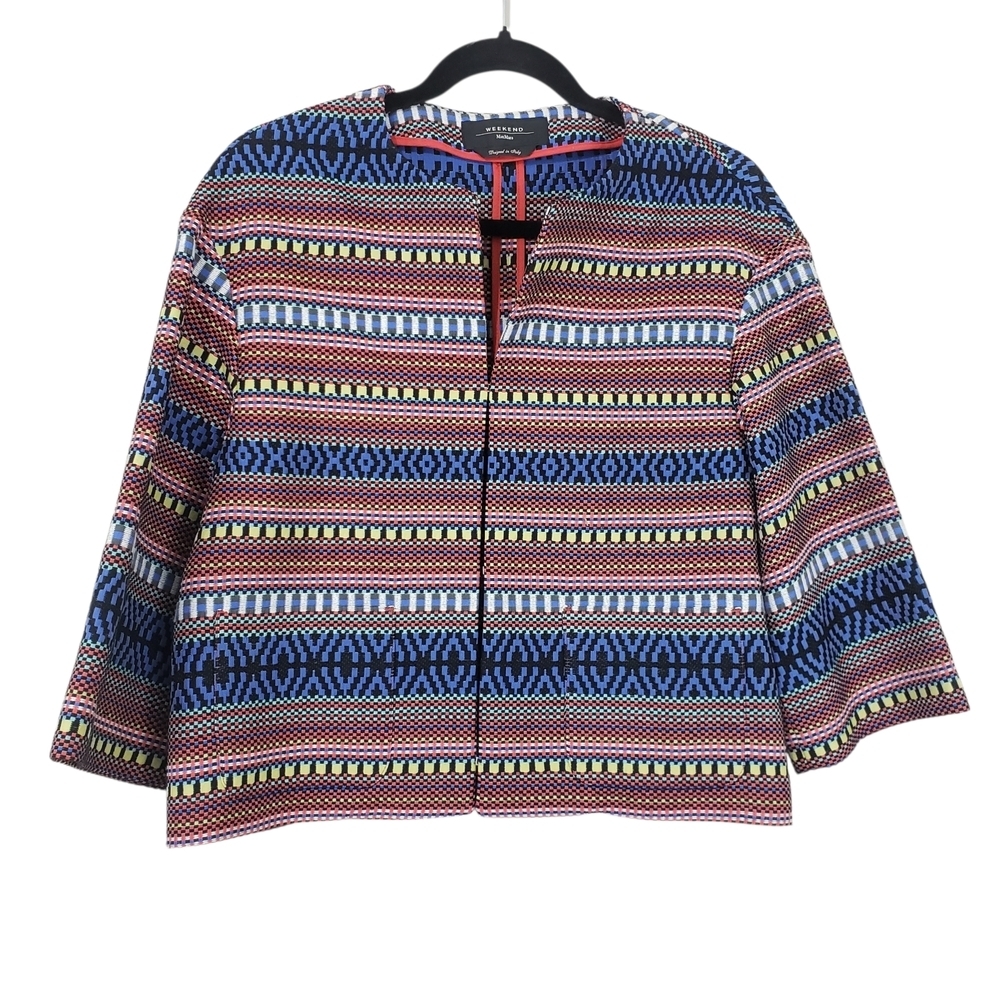 Weekend Max Mara Basketweave Tribal Pattern Cropped Jacket Size 6